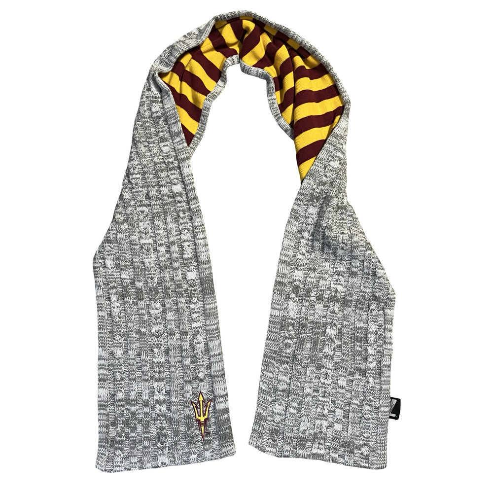 Arizona State Sun‎ Devils Scarf One Size Gray NCAA Football Zoozatz Knit Striped